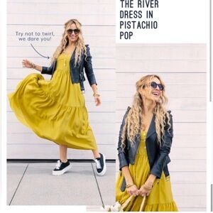 Smash and Tess River Dress Long Maxi Tiered NEW Yellow / Gold Pistachio